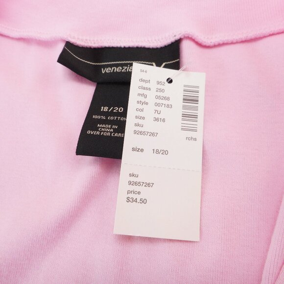 NWT Venezia Women's size 18/20 Pastel Pink V-neck Top 3/4 Sleeve Jeweled Brooch - Picture 9 of 11
